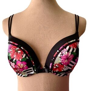 Victoria's Secret Very Sexy Push Up Bra 34D Floral Pink & Orange Underwire